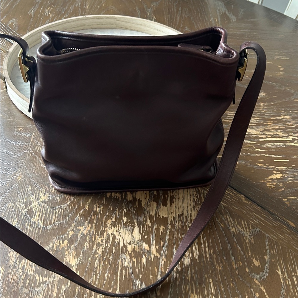 Rare🌹COACH Smooth Brown Leather Shoulder Bag! Bucket bag 6010 VTG Y2K - Picture 3 of 11
